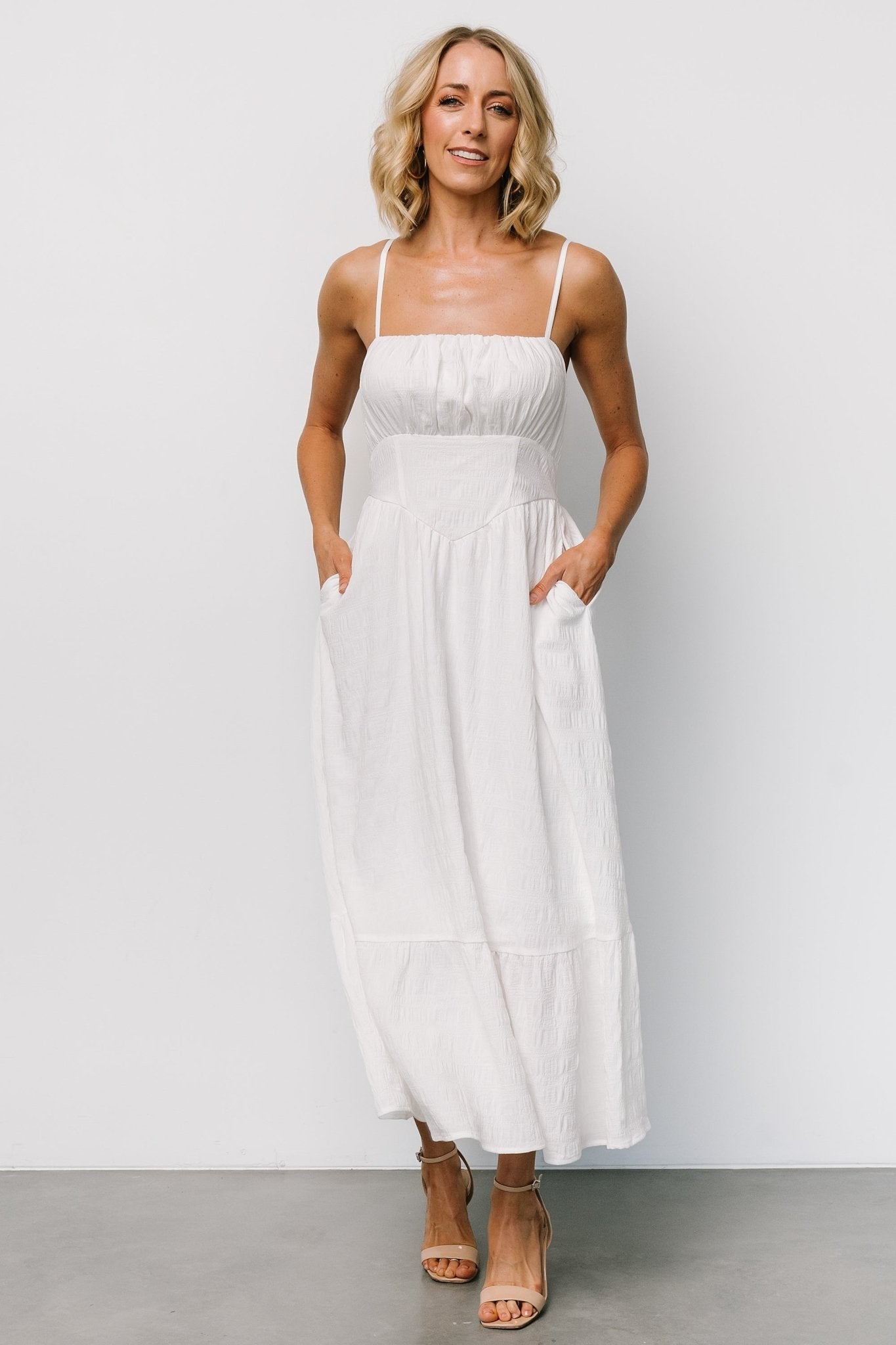 Mikayla Textured Tank Dress | Off White - Baltic Born