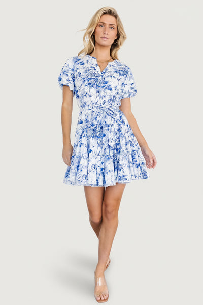 Baltic Born Womens Mikki Mini Dress | White + Blue