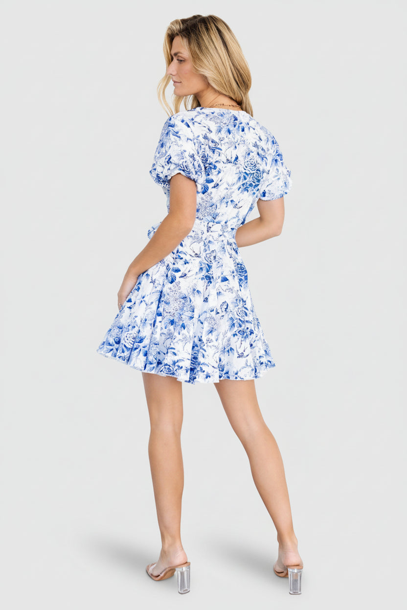 Mikki Mini Dress | White + Blue