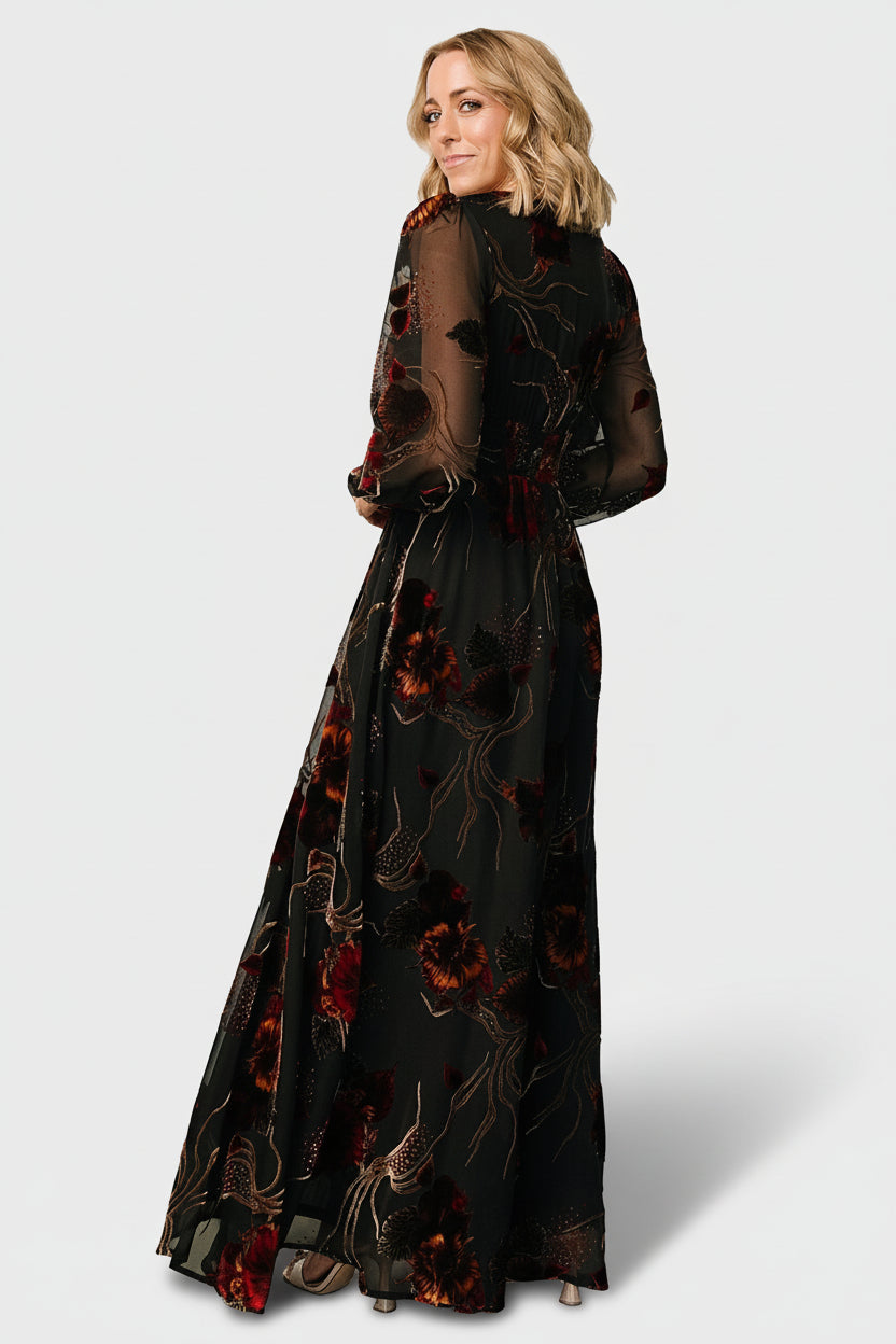 Mikla Maxi Dress | Black Multi