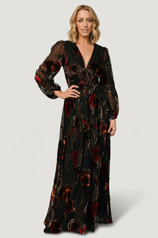 Mikla Maxi Dress | Black Multi
