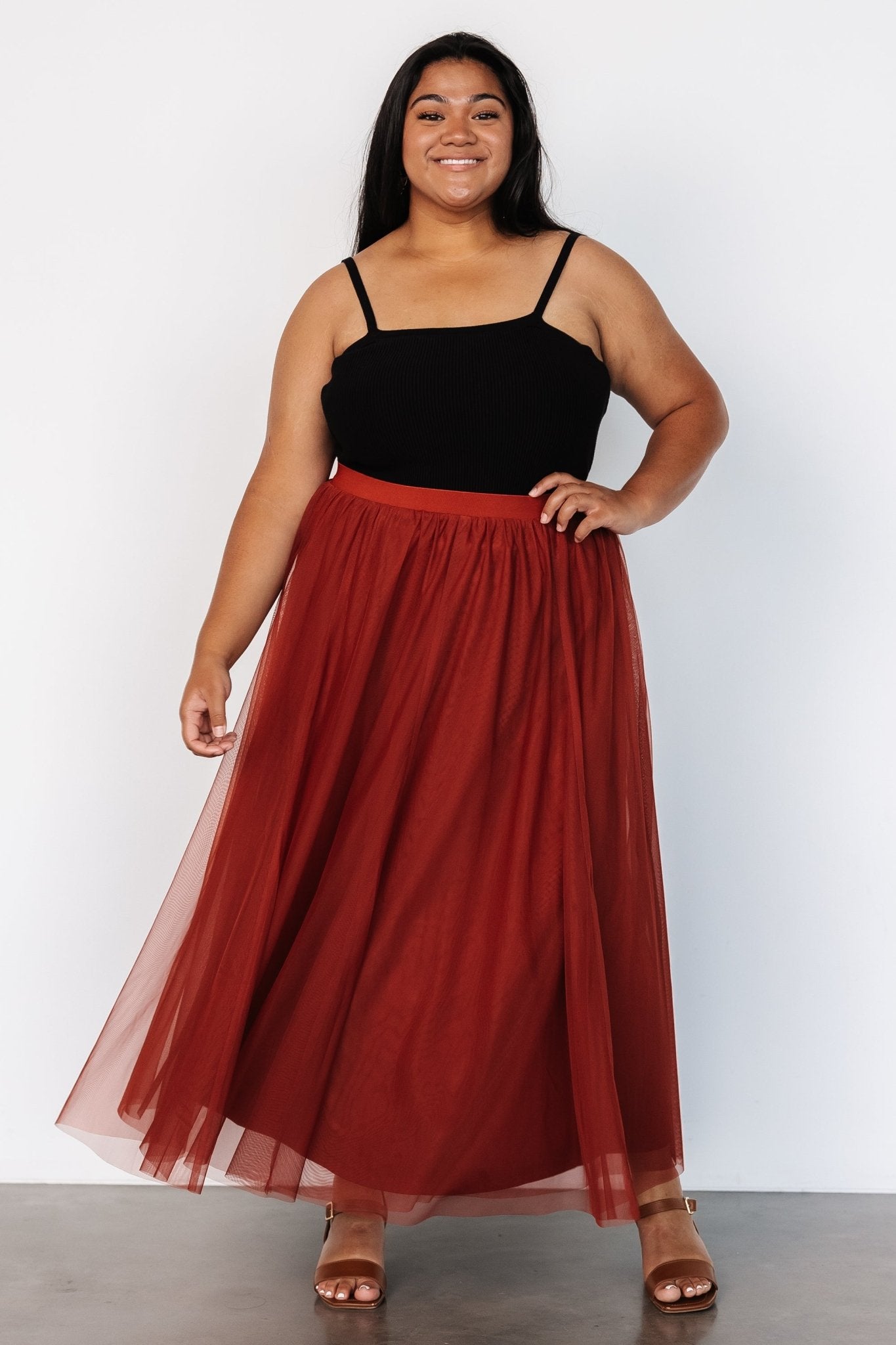 Full length red tulle skirt best sale