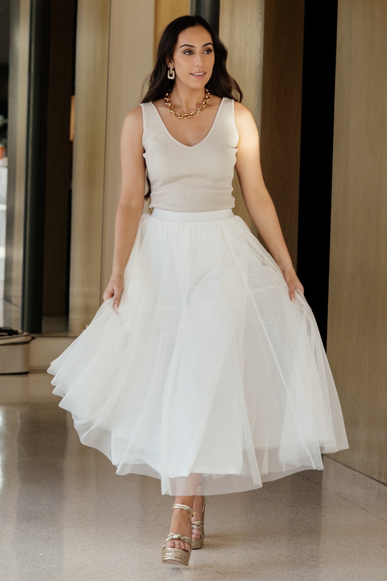 Baltic Born Womens Mila Tulle Skirt | Cream