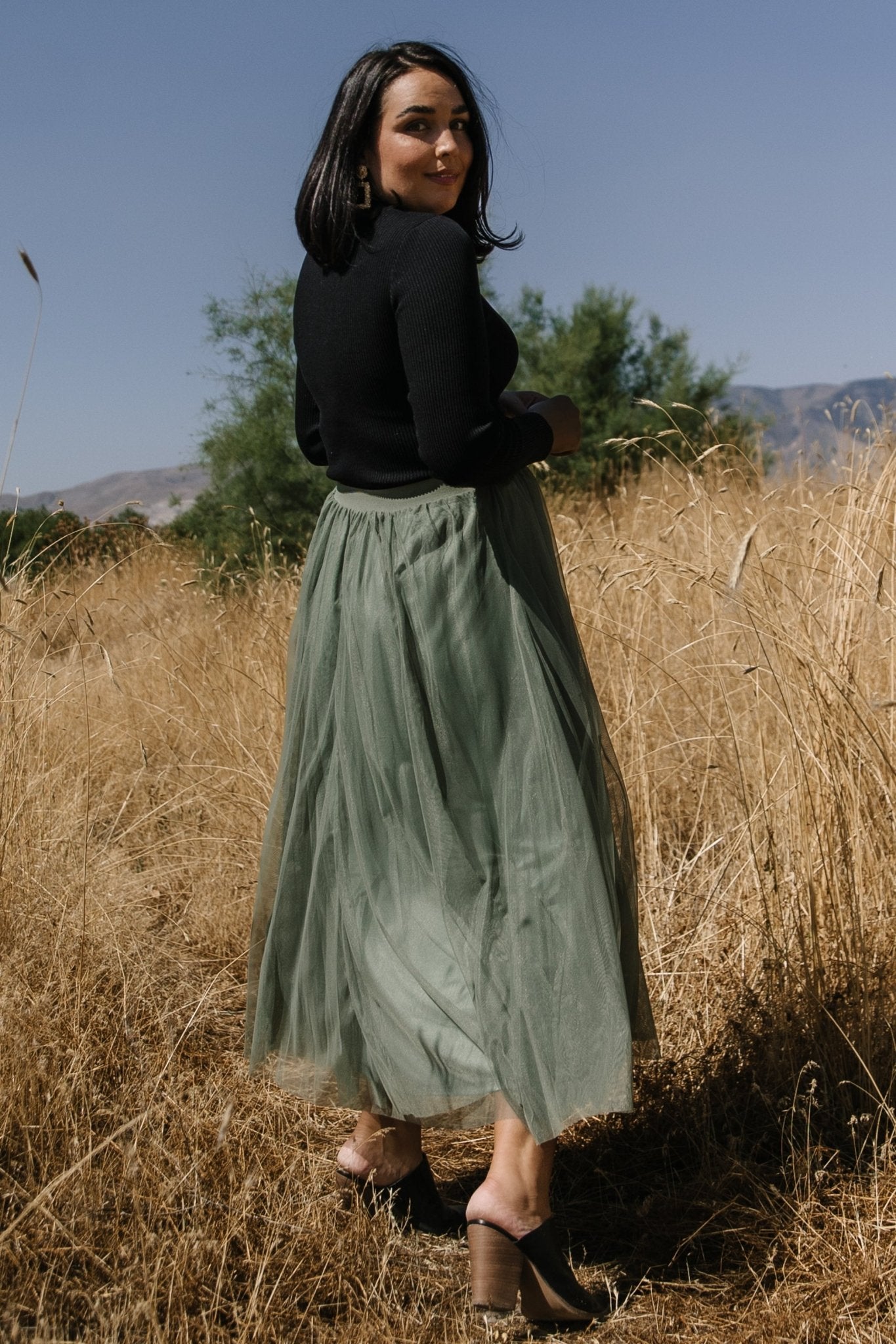 Mila Tulle Skirt | Dark Sage - Baltic Born