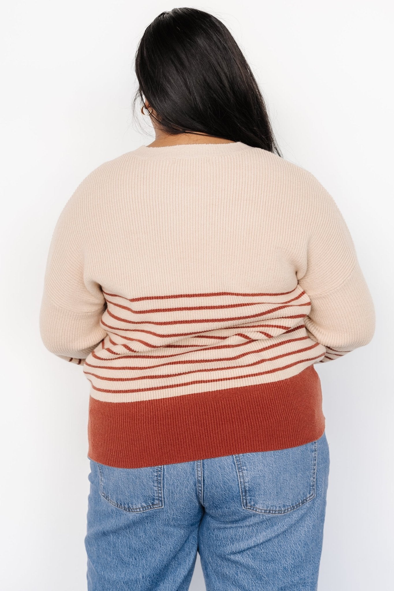 Miles Striped Sweater | Taupe + Marsala - Baltic Born