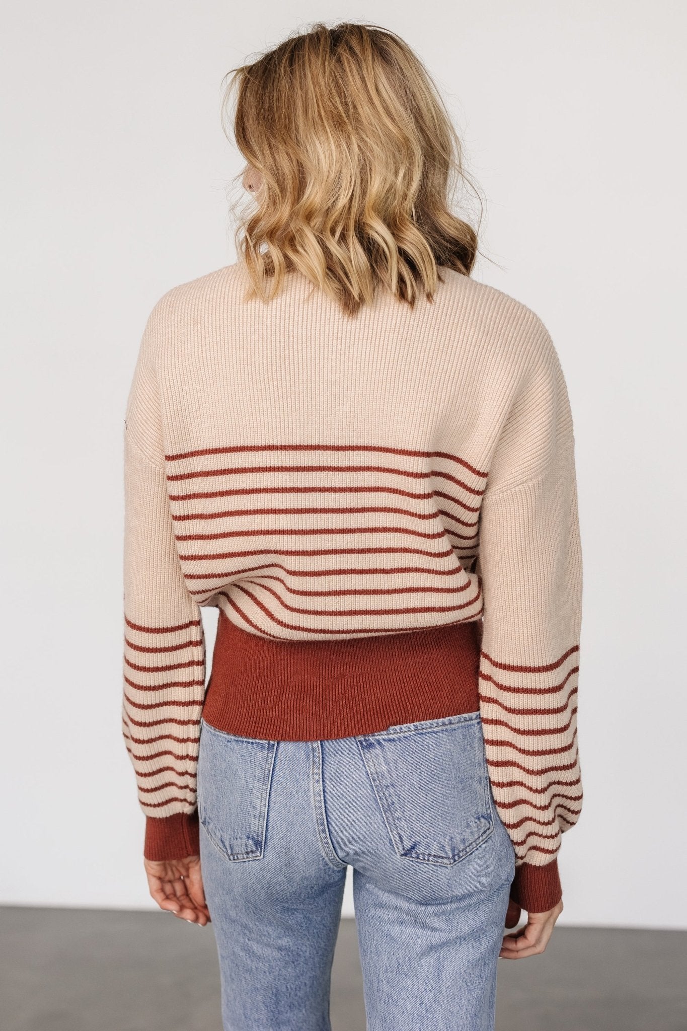 Miles Striped Sweater | Taupe + Marsala - Baltic Born