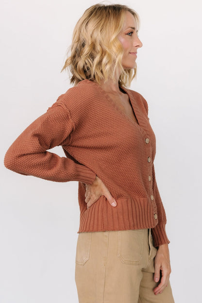 Milo Waffle Knit Cardigan | Copper - Baltic Born