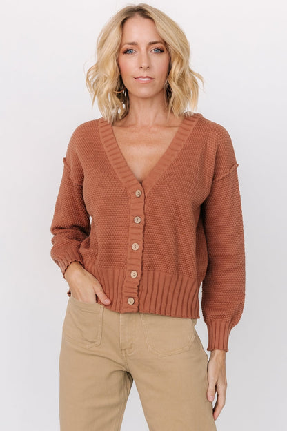 Milo Waffle Knit Cardigan | Copper - Baltic Born