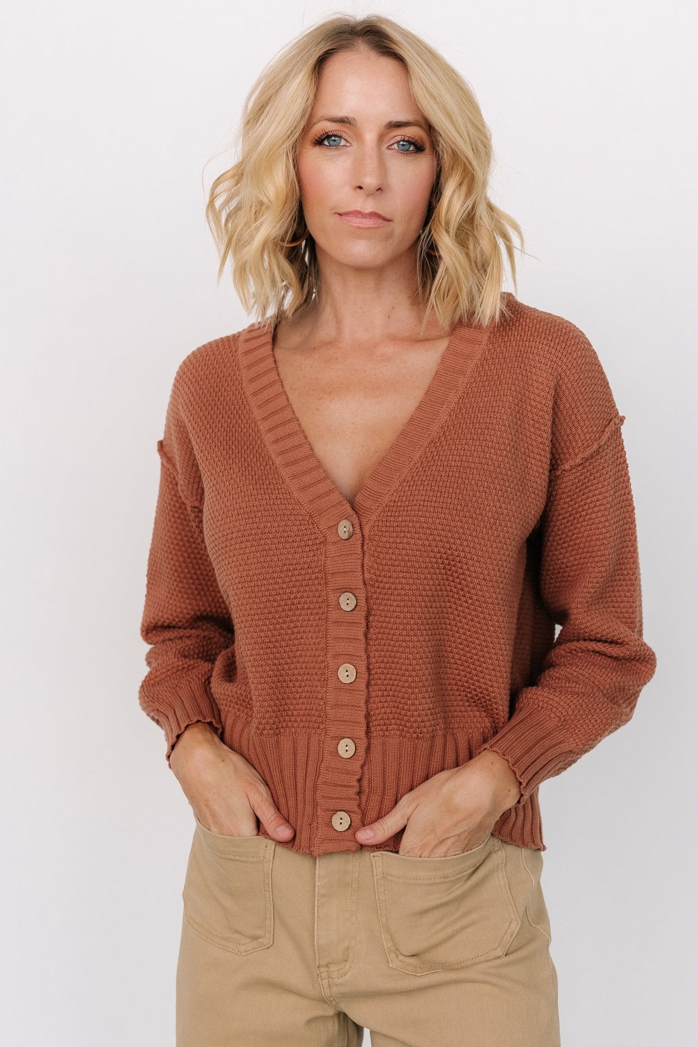 Milo Waffle Knit Cardigan | Copper - Baltic Born