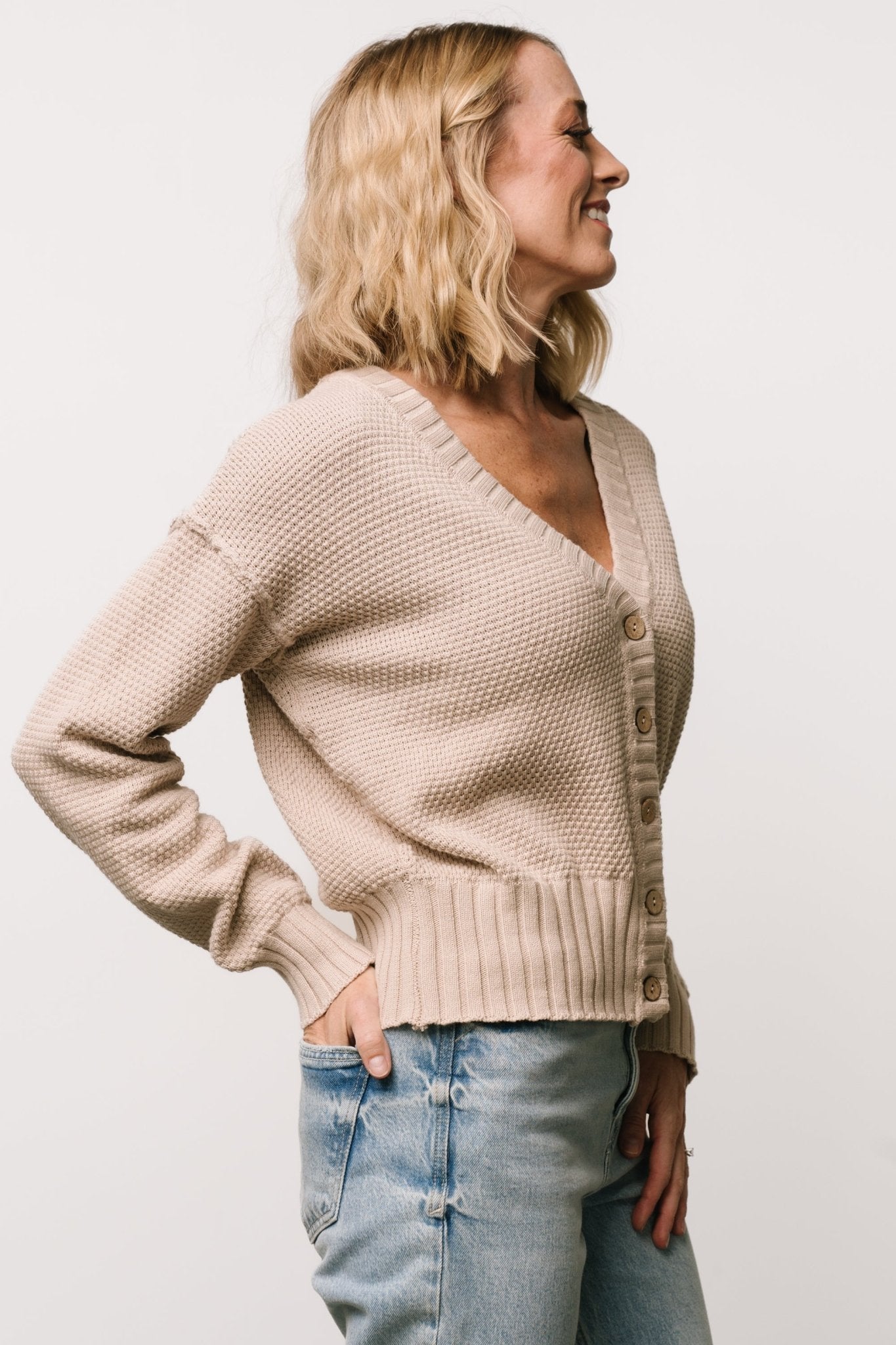 Milo Waffle Knit Cardigan | Natural - Baltic Born