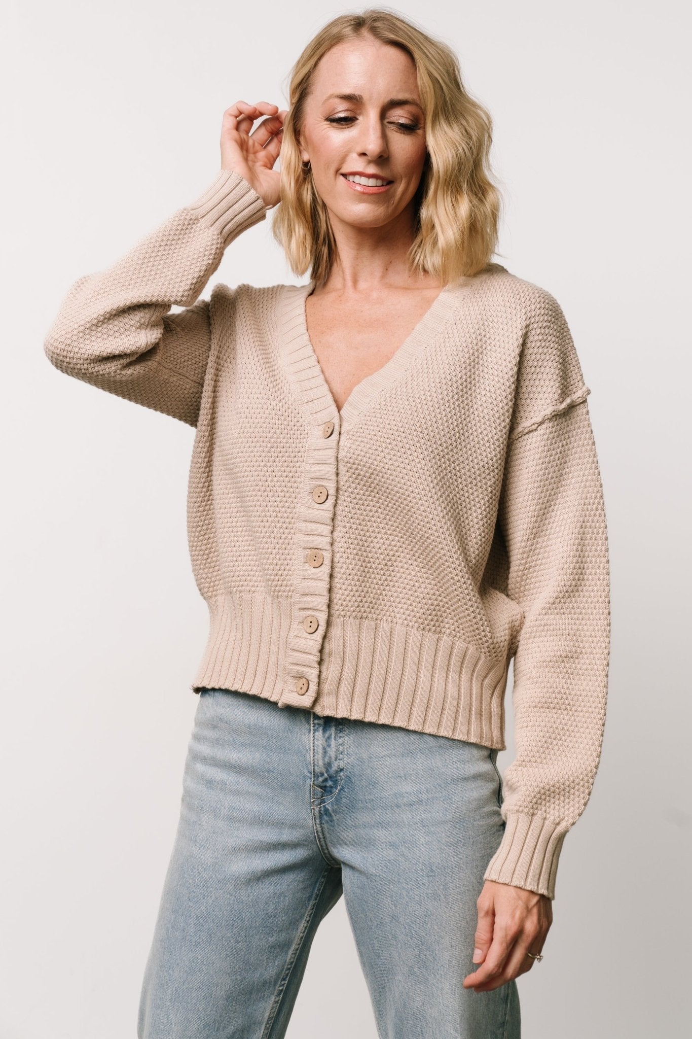 Milo Waffle Knit Cardigan | Natural - Baltic Born