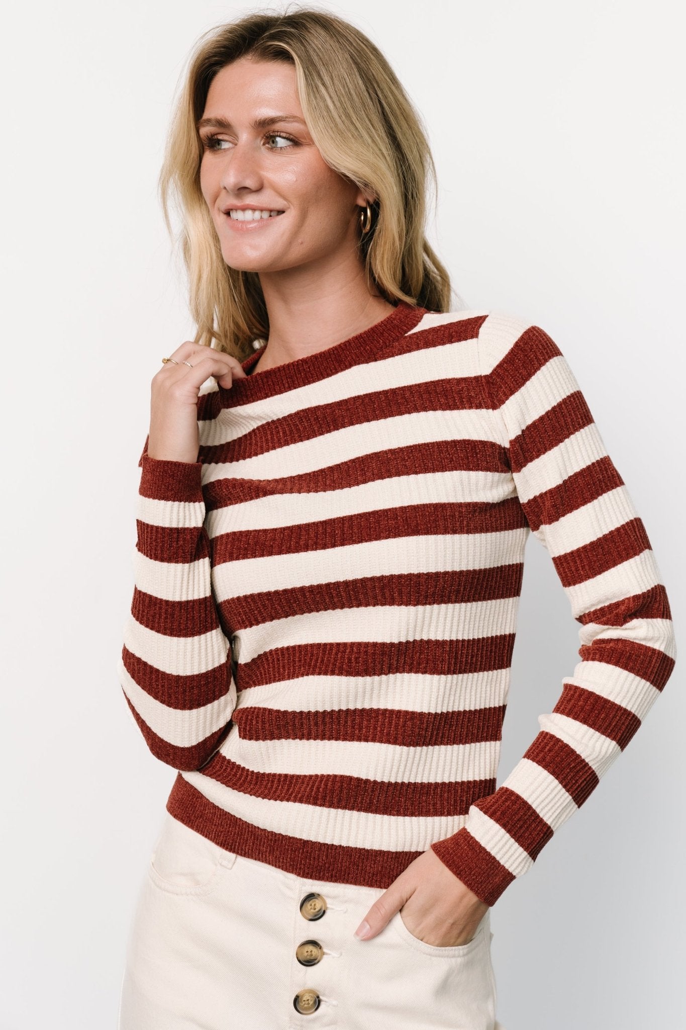 Milwaukee Striped Sweater | Burgundy + Ivory - Baltic Born