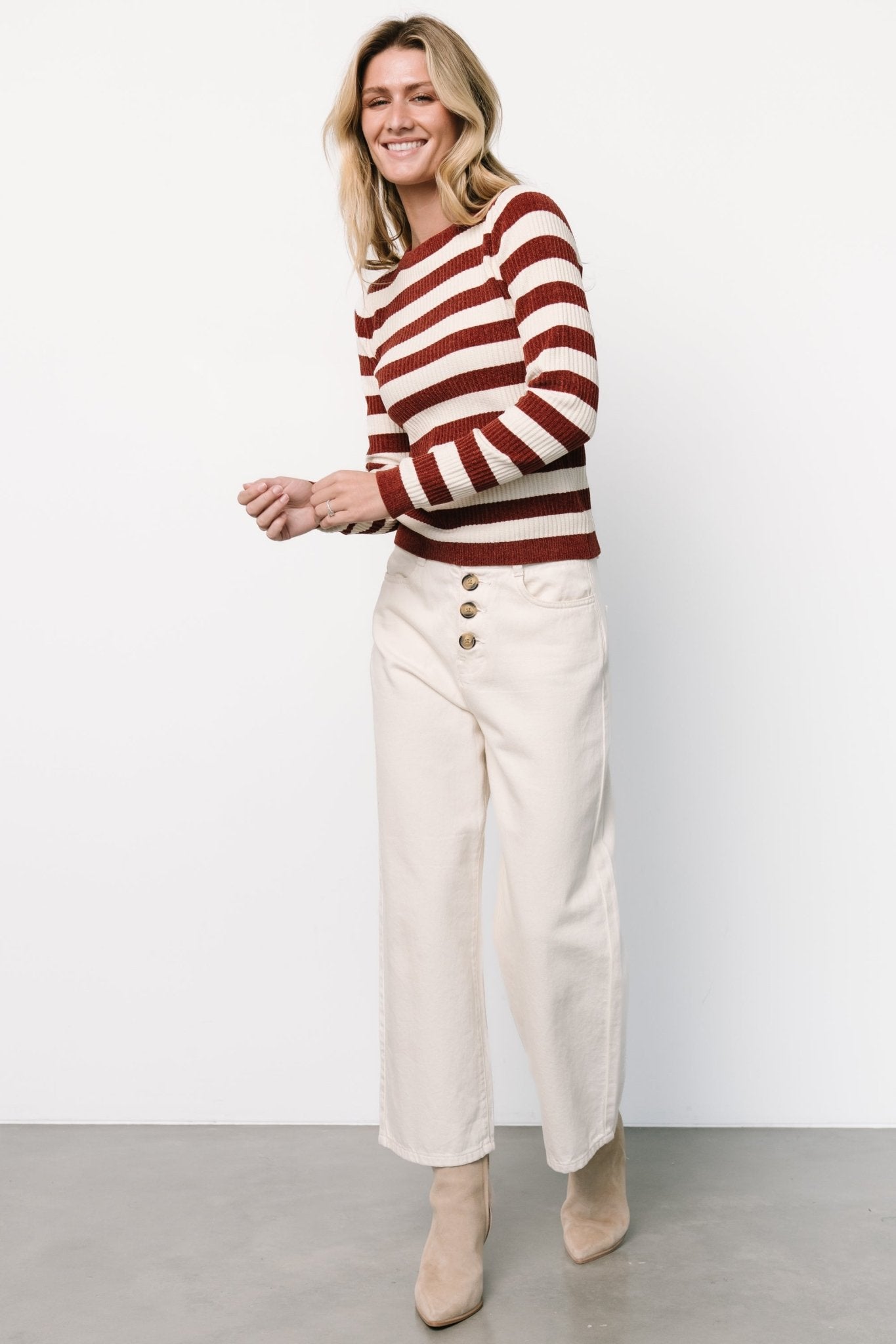 Milwaukee Striped Sweater | Burgundy + Ivory - Baltic Born