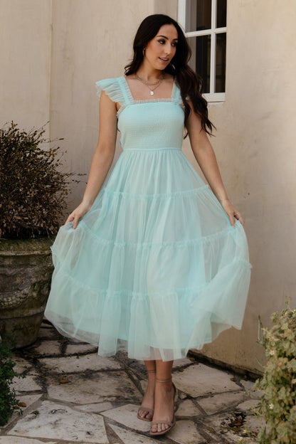 Mindi Tulle Midi Dress | Sea Blue - Baltic Born