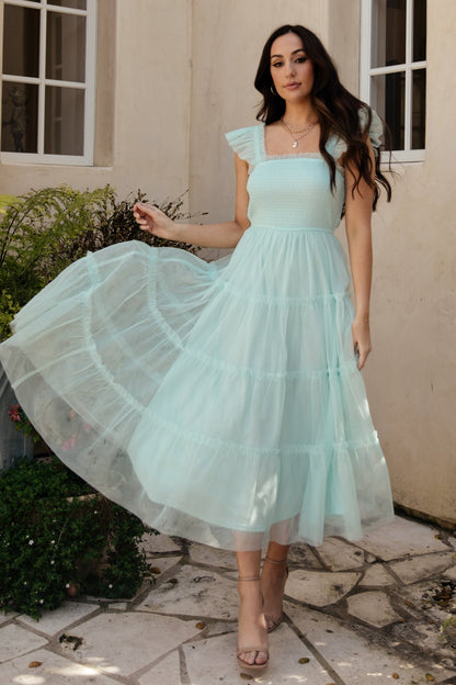 Mindi Tulle Midi Dress | Sea Blue - Baltic Born