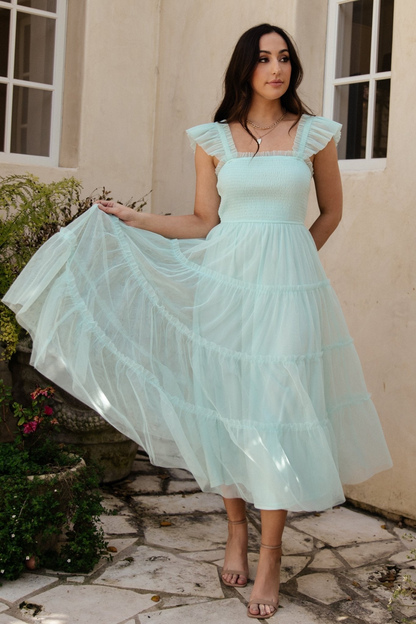 Mindi Tulle Midi Dress | Sea Blue - Baltic Born