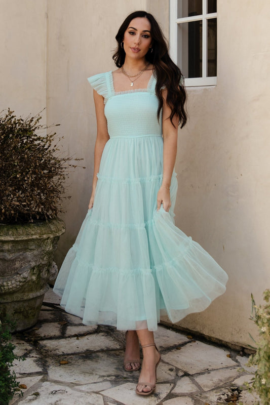 Mindi Tulle Midi Dress | Sea Blue - Baltic Born