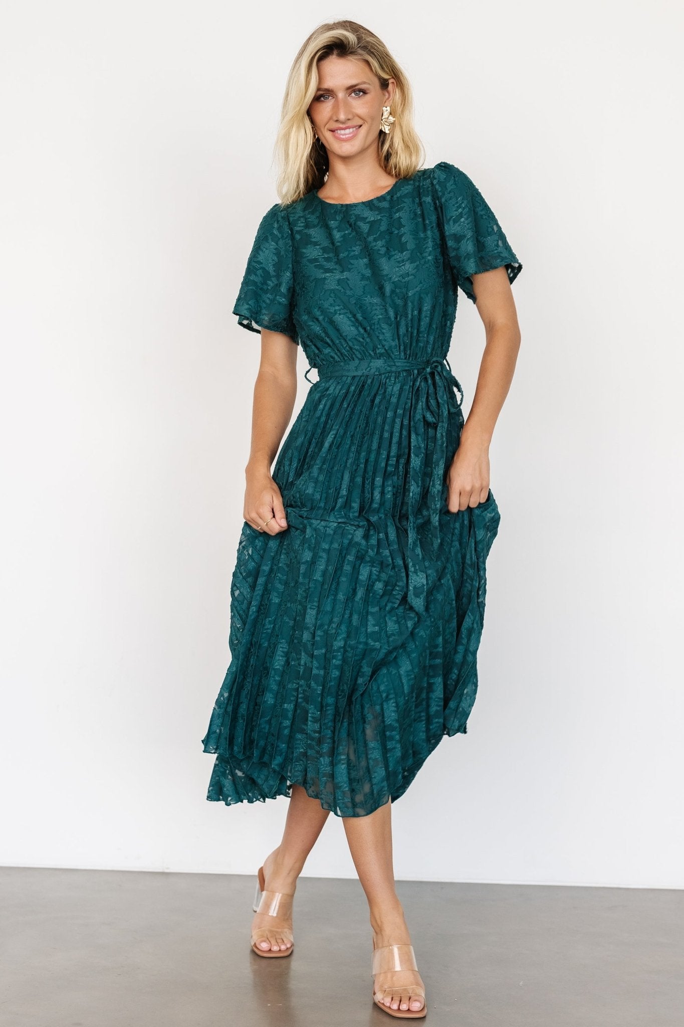 Mindy Pleated Dress | Emerald - Baltic Born