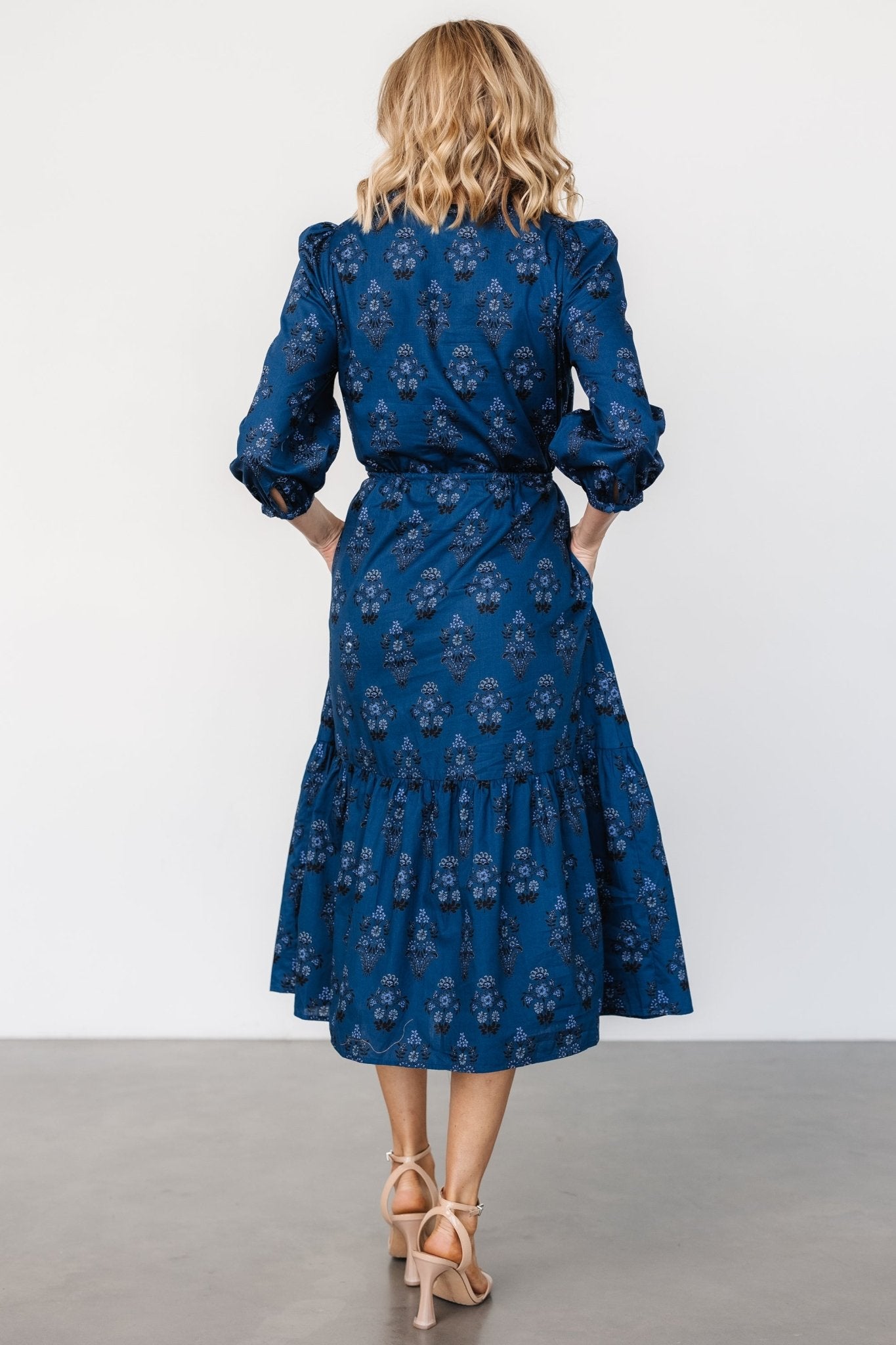 Mira Midi Dress | Deep Blue Print - Baltic Born