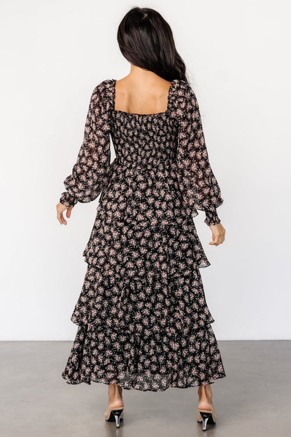 Miranda Tiered Maxi Dress | Black Floral - Baltic Born