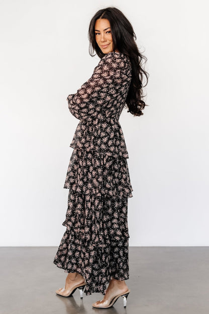 Miranda Tiered Maxi Dress | Black Floral - Baltic Born