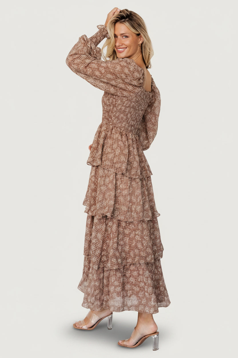 Miranda Tiered Maxi Dress | Latte Floral Miranda Tiered Maxi Dress | Latte Floral