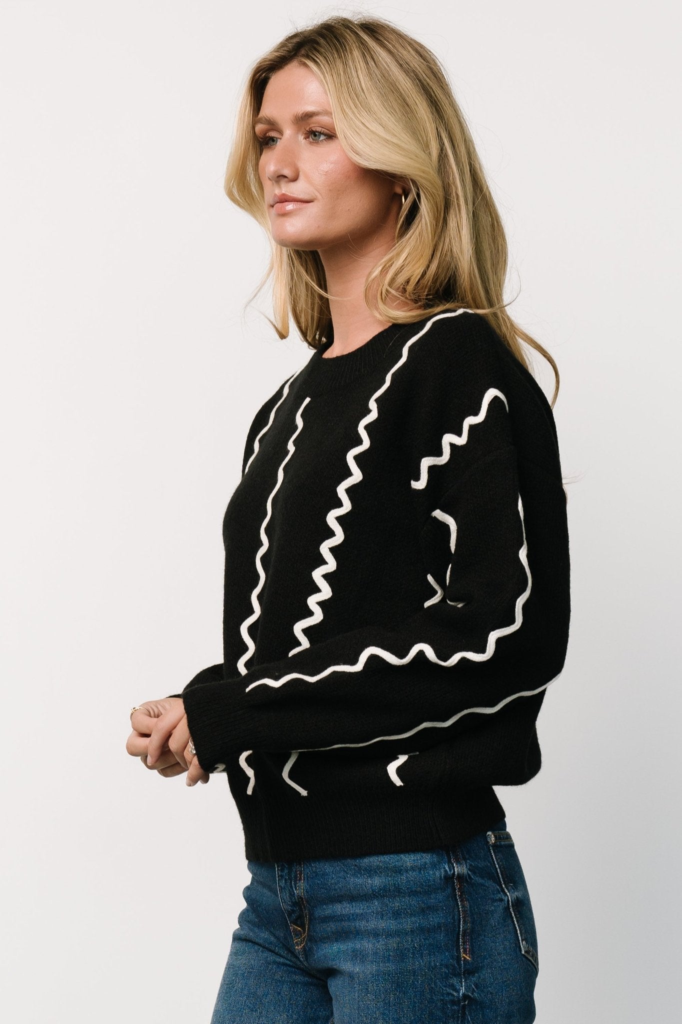 Misha Patterned Sweater | Black - Baltic Born