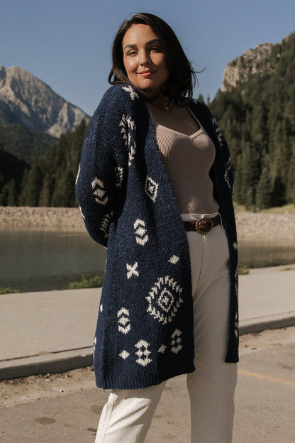 Missoula Oversized Cardigan | Navy + Ivory - Baltic Born