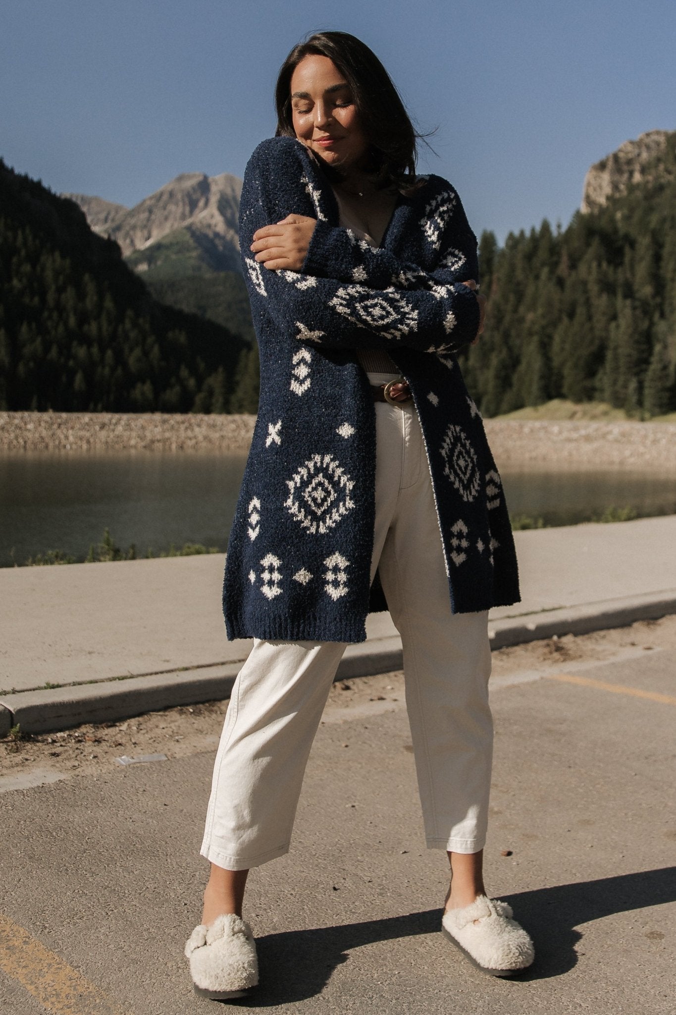 Missoula Oversized Cardigan | Navy + Ivory - Baltic Born