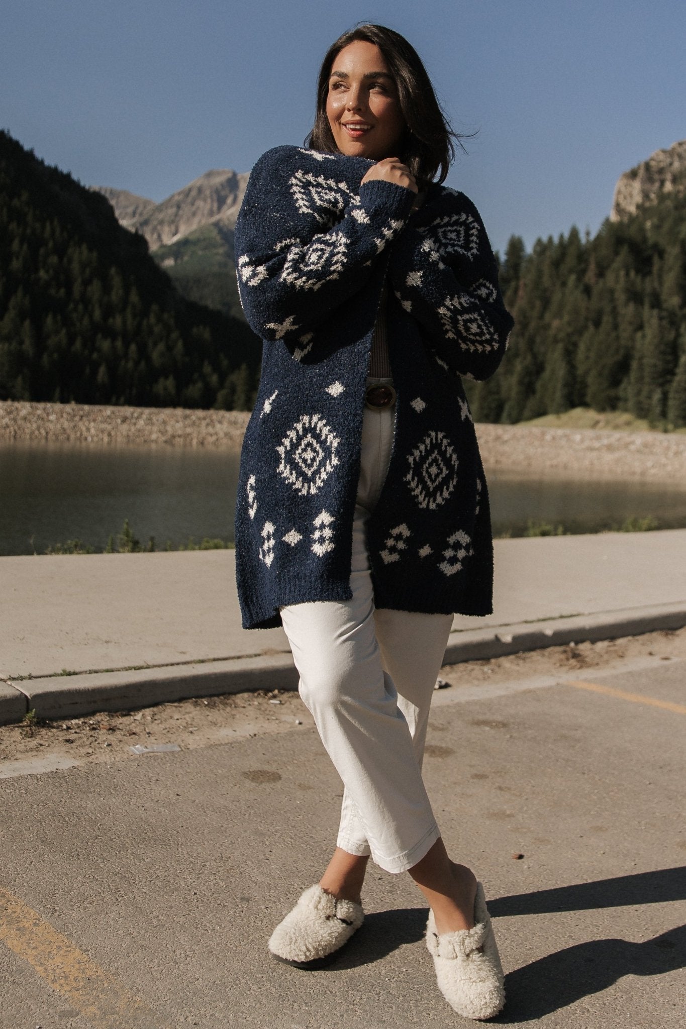 Missoula Oversized Cardigan | Navy + Ivory - Baltic Born