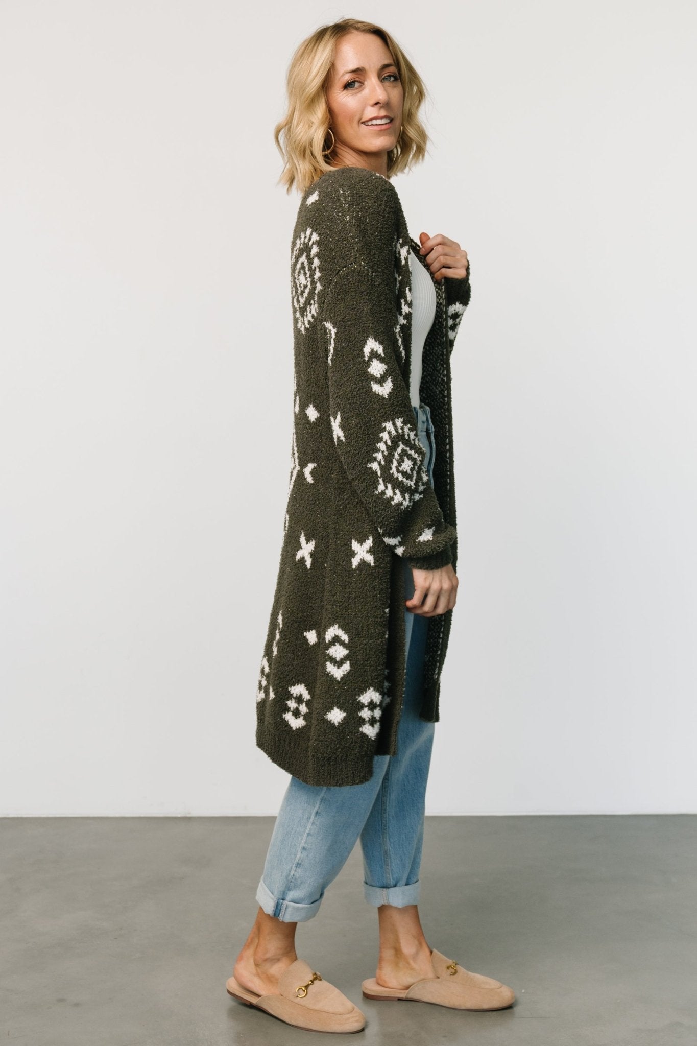 Missoula Oversized Cardigan | Olive + Off White - Baltic Born