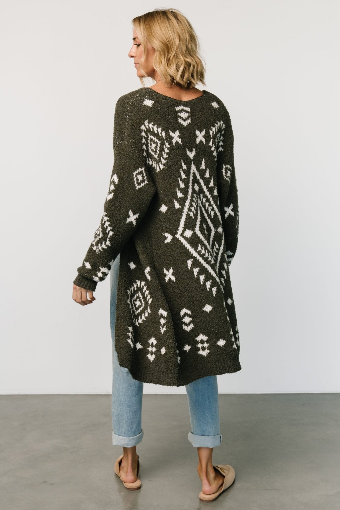 Missoula Oversized Cardigan | Olive + Off White - Baltic Born