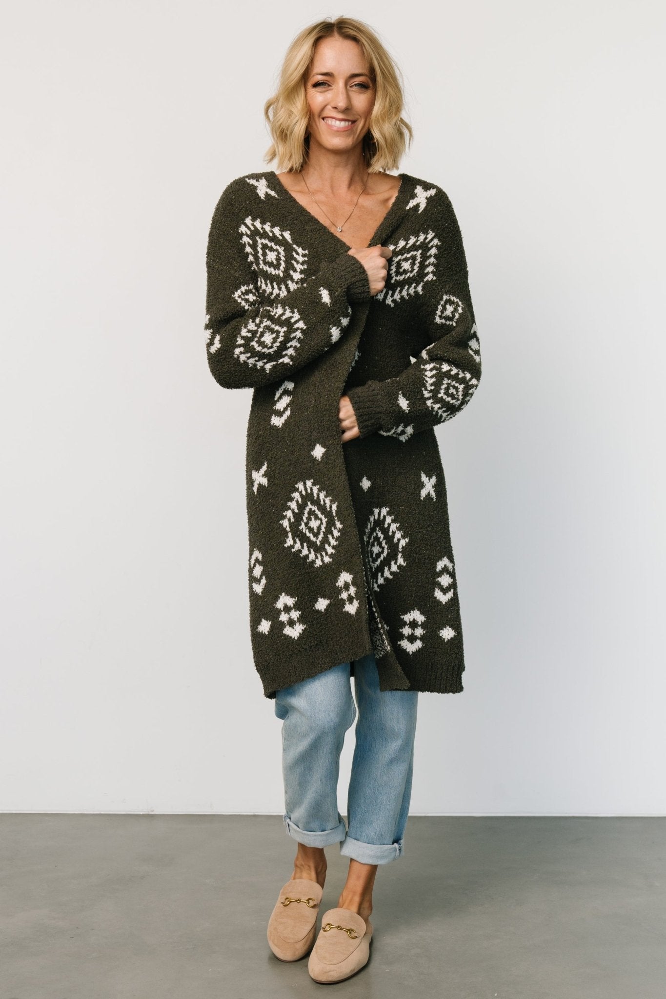 Missoula Oversized Cardigan | Olive + Off White - Baltic Born