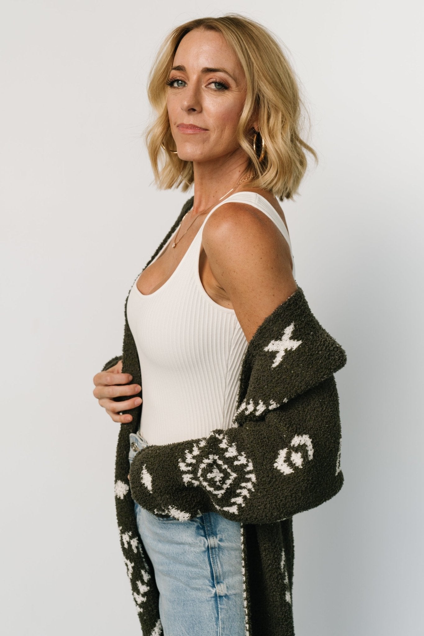 Missoula Oversized Cardigan | Olive + Off White - Baltic Born