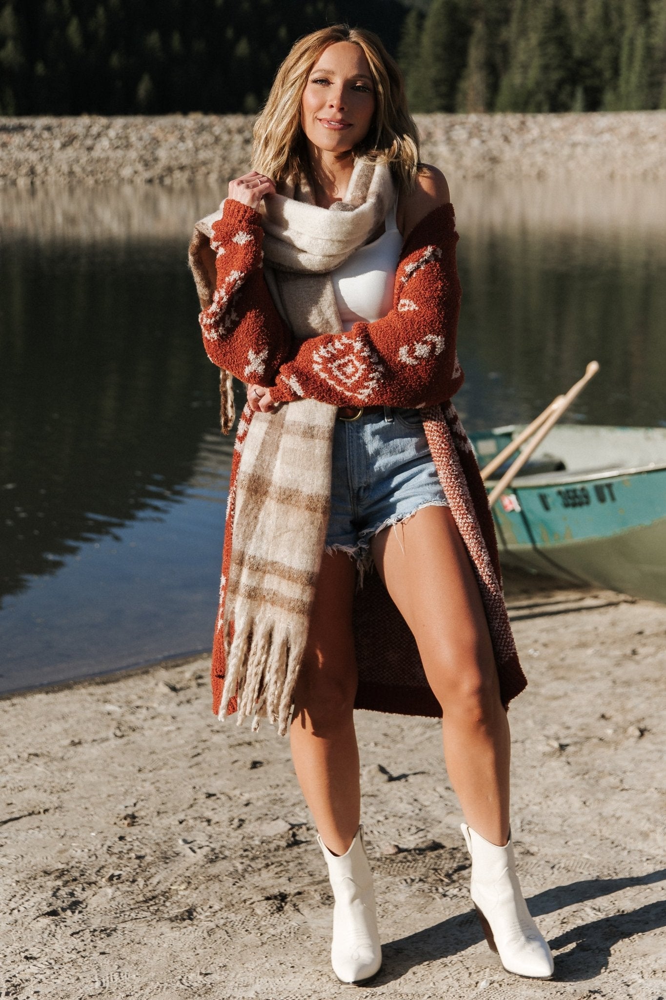 Missoula Oversized Cardigan | Rust + Beige - Baltic Born