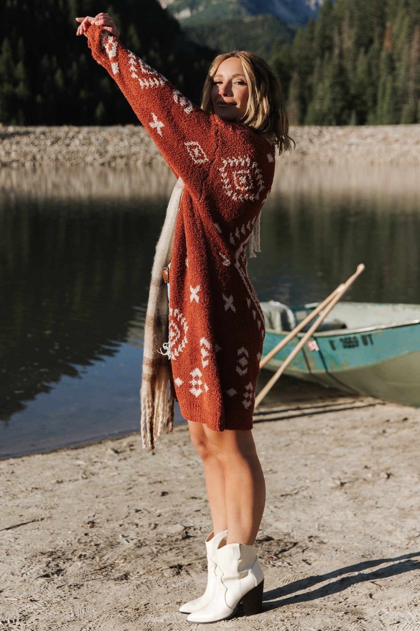 Missoula Oversized Cardigan | Rust + Beige - Baltic Born