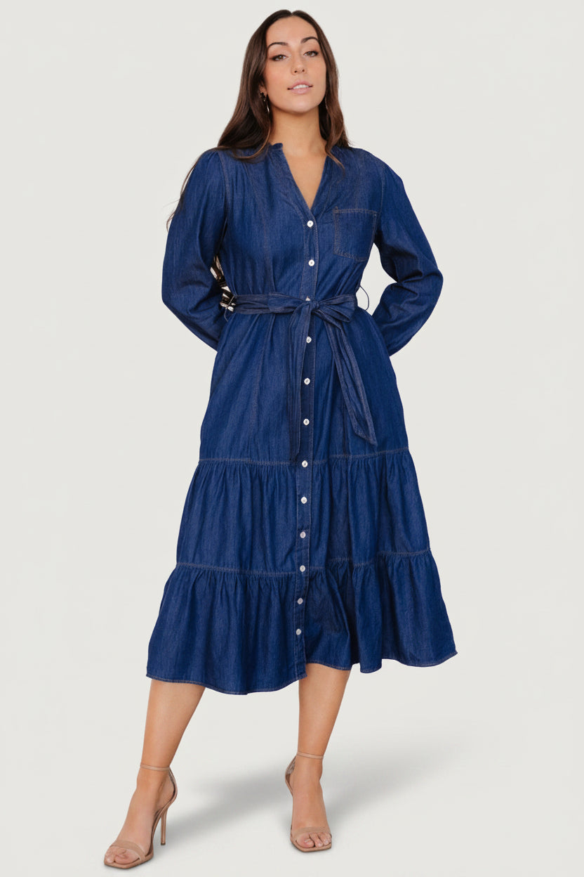 Baltic Born Womens Misty Midi Dress | Denim Blue