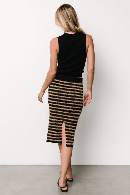 Mitzi Knit Midi Skirt | Black + Camel - Baltic Born