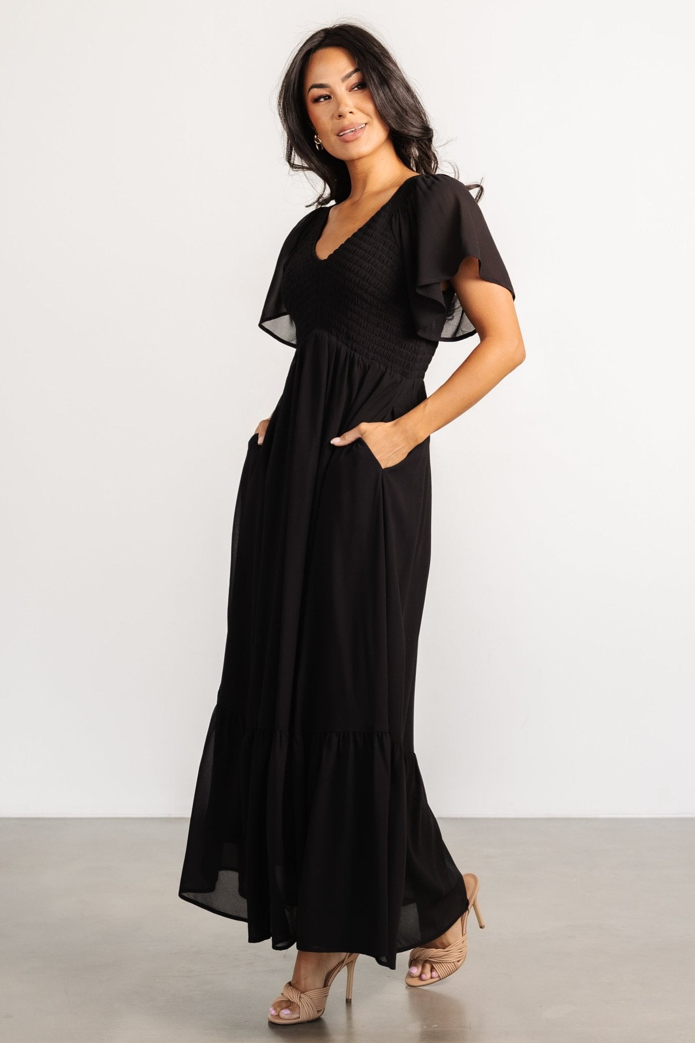 Baltic Born Womens Monica Smocked Dress | Black | Size: Medium Baltic Born Womens Monica Smocked Dress | Black | Size: Medium