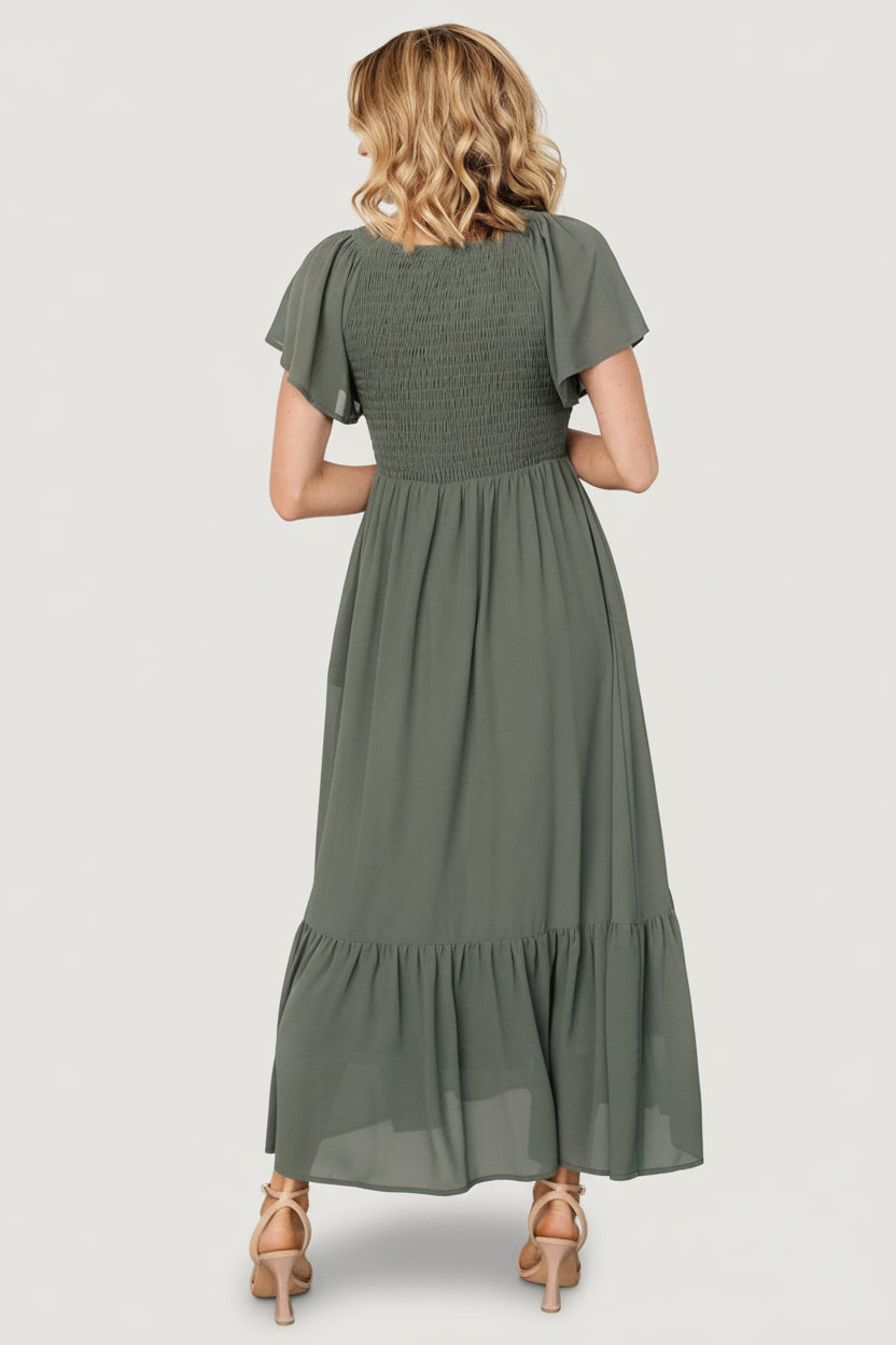 green monica dress Monica Lace Midi Bridesmaid Dress Green | Evening Dresses