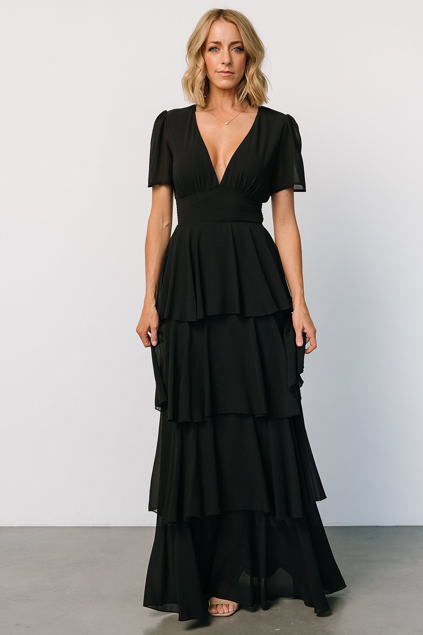 Montaigne Ruffle Maxi Dress Black - Main Image