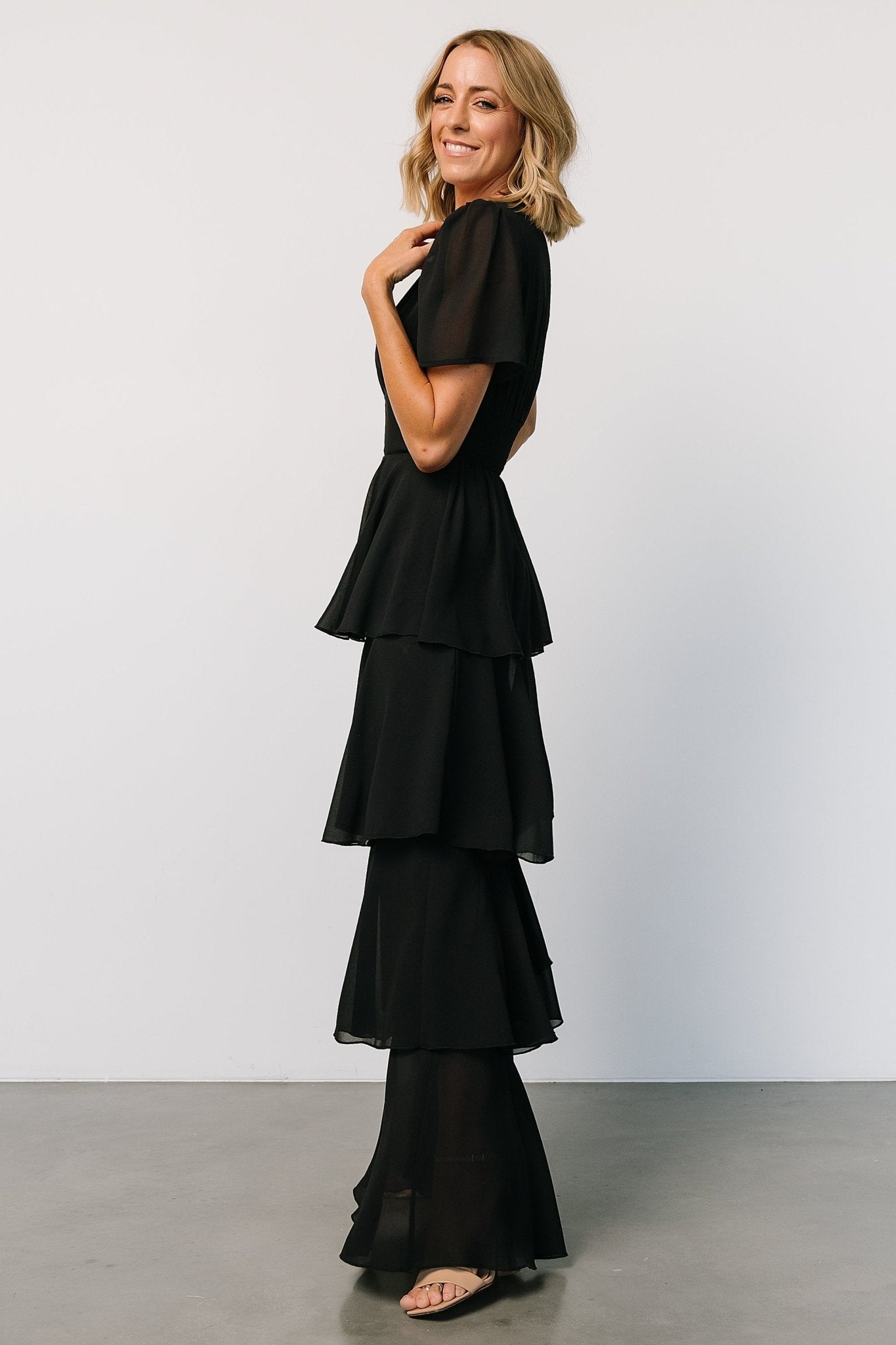 Montaigne Ruffle Maxi Dress | Black - Baltic Born