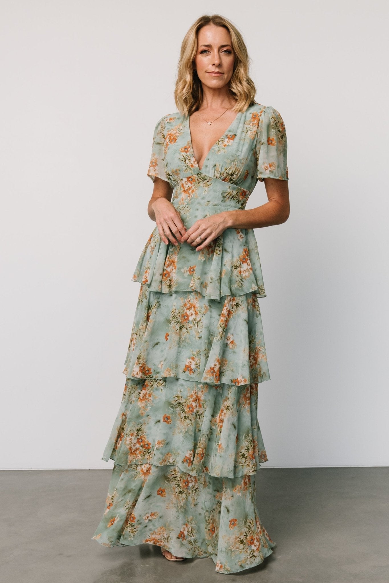 Montaigne Ruffle Maxi Dress | Blue Sage Floral - Baltic Born