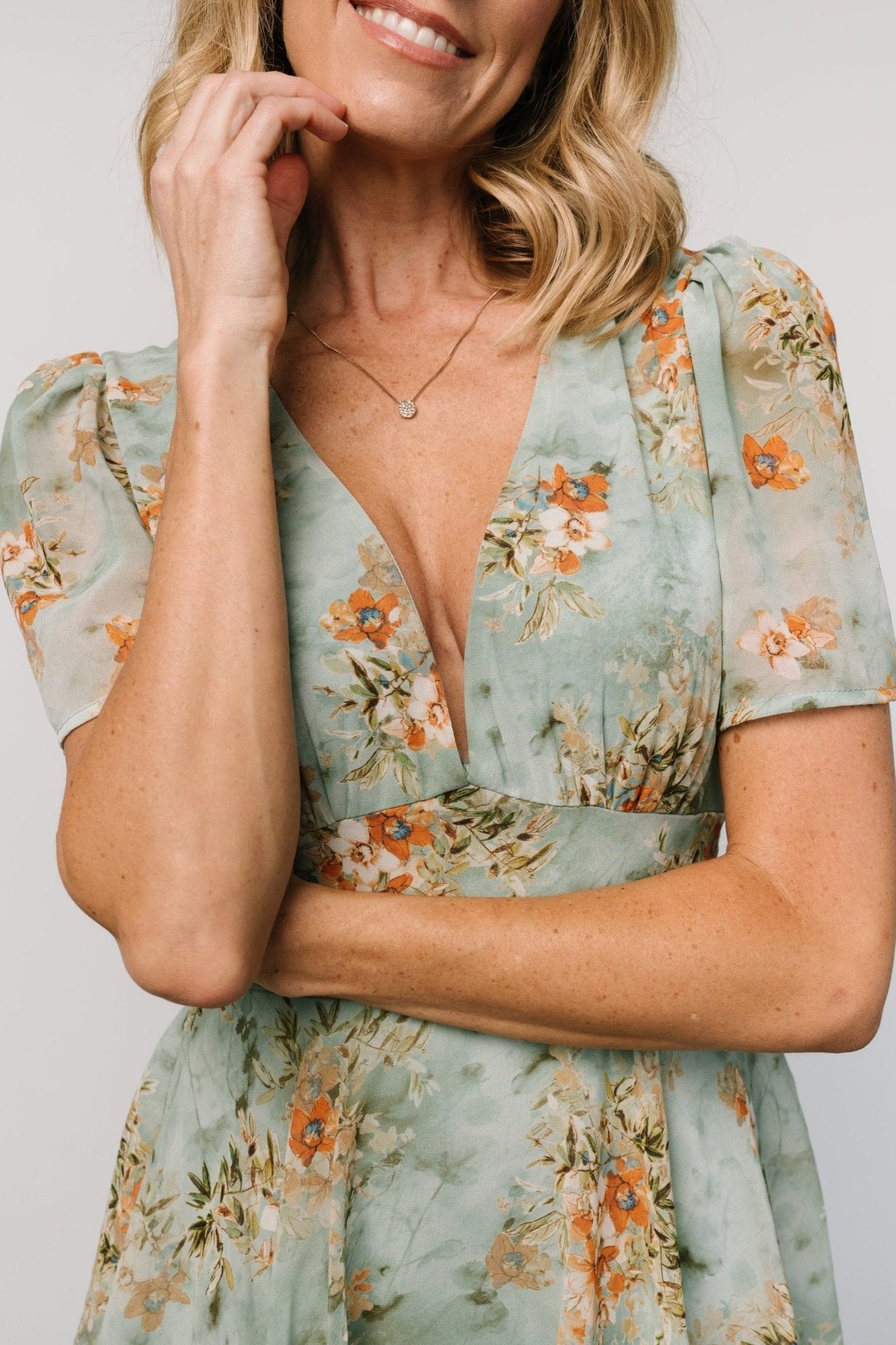 Baltic Born Womens Montaigne Ruffle Maxi Dress | Blue Sage Floral | Size: Small Baltic Born Womens Montaigne Ruffle Maxi Dress | Blue Sage Floral | Size: Small