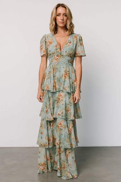 Montaigne Ruffle Maxi Dress | Blue Sage Floral - Baltic Born