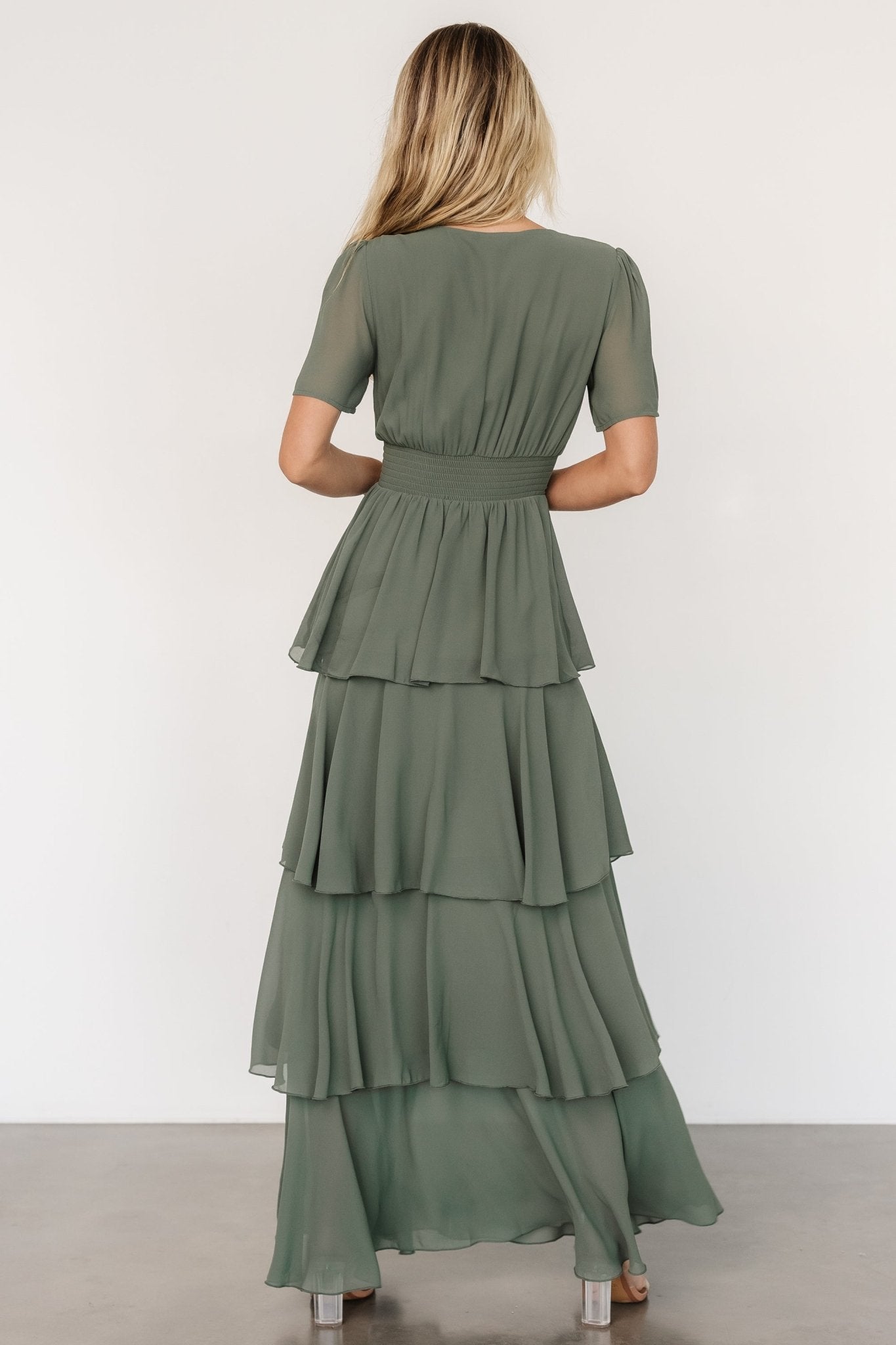 Montaigne Ruffle Maxi Dress | Dark Sage - Baltic Born