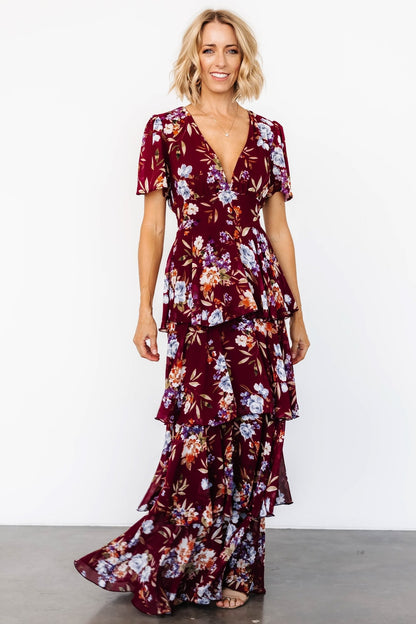 Montaigne Ruffle Maxi Dress | Mulberry Floral - Baltic Born