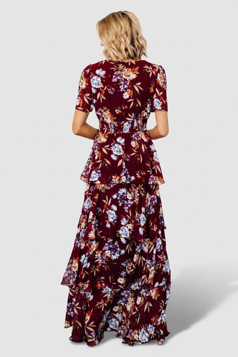 Baltic Born Womens Montaigne Ruffle Maxi Dress | Mulberry Floral | Size: Small Baltic Born Womens Montaigne Ruffle Maxi Dress | Mulberry Floral | Size: Small