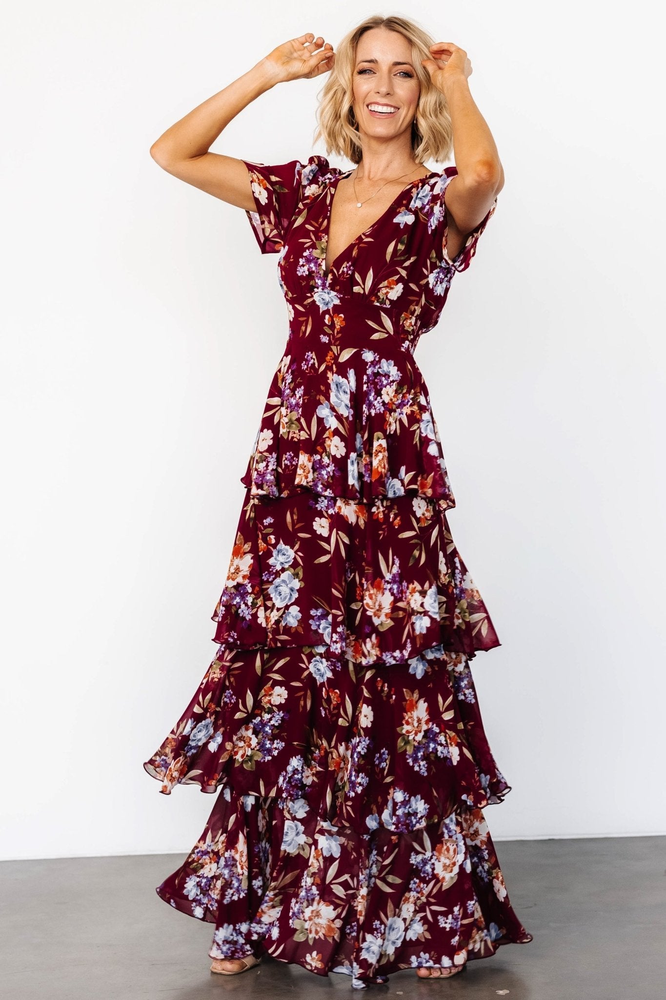 Montaigne Ruffle Maxi Dress | Mulberry Floral - Baltic Born