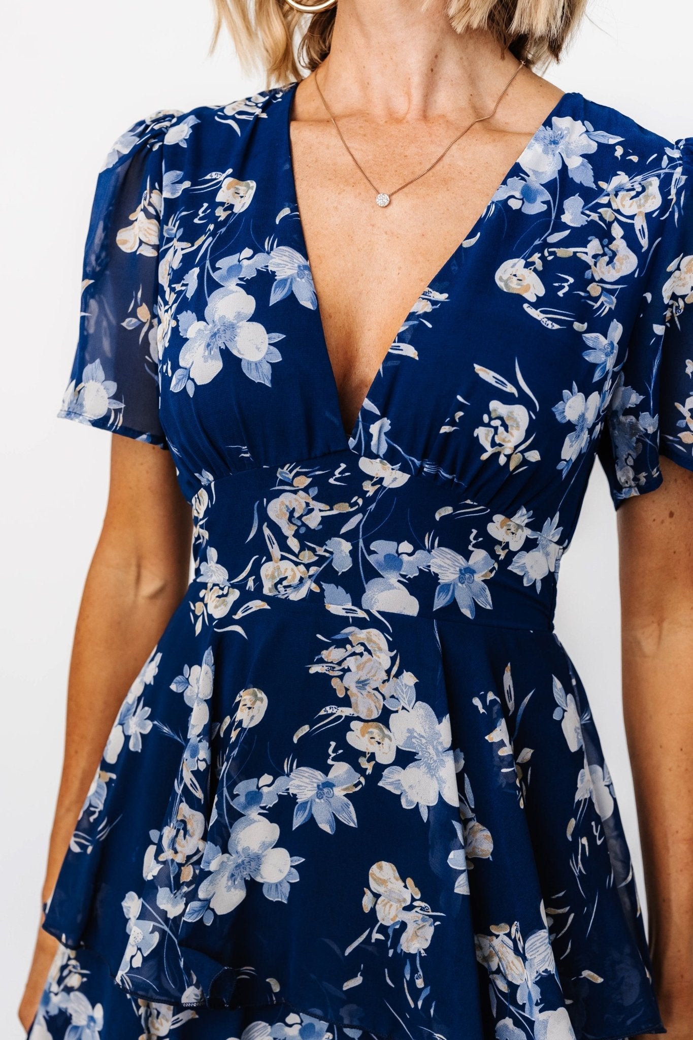 Montaigne Ruffle Maxi Dress | Navy + Blue Floral - Baltic Born